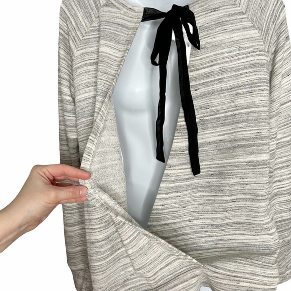 Moa Moa Gray Space Dye Embellished Tie Open Back Knit Blouse - Picture 6 of 12